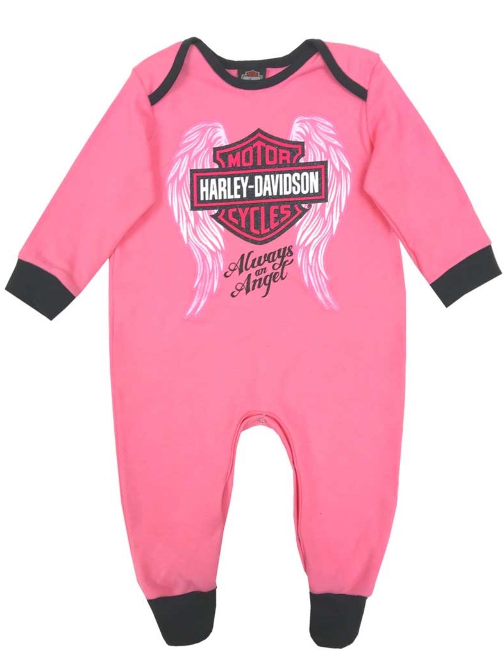 Harley-Davidson® Baby Girls' Glittery Interlock Footed Coveralls, Pink